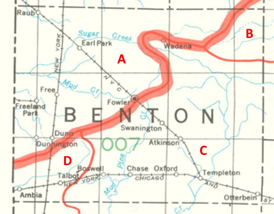 Benton County Indiana Watersheds map