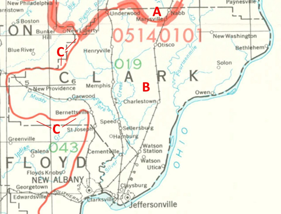 Clark County Indiana Watersheds map