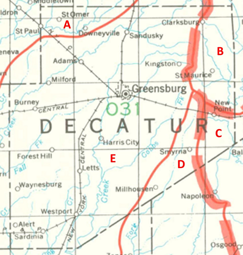 Decatur County Indiana Watersheds map