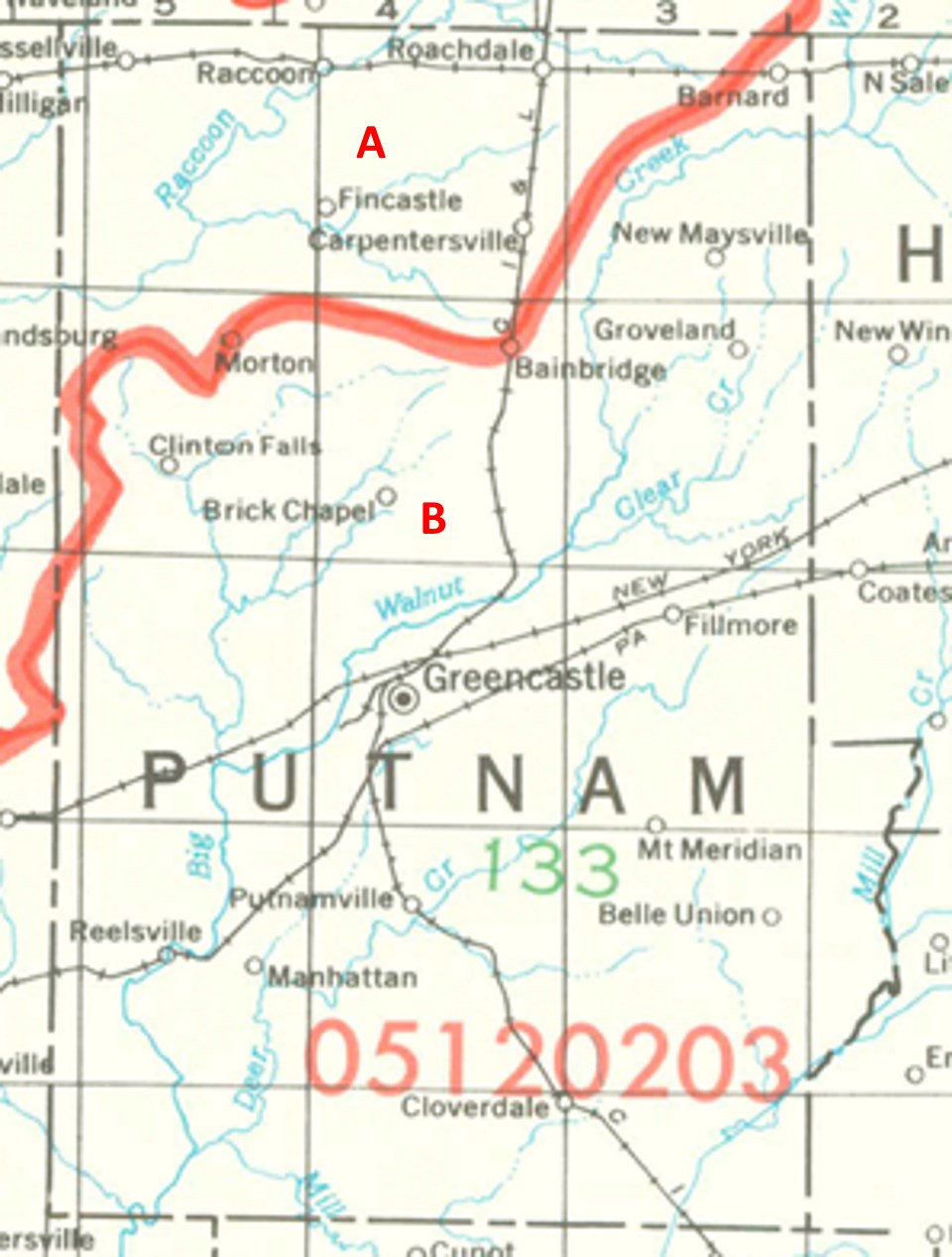 Putnam County Indiana Watersheds map