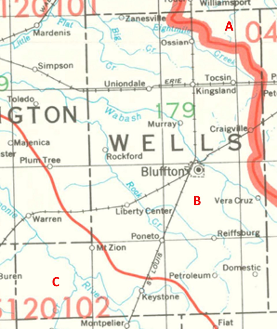 Wells County Indiana Watersheds map