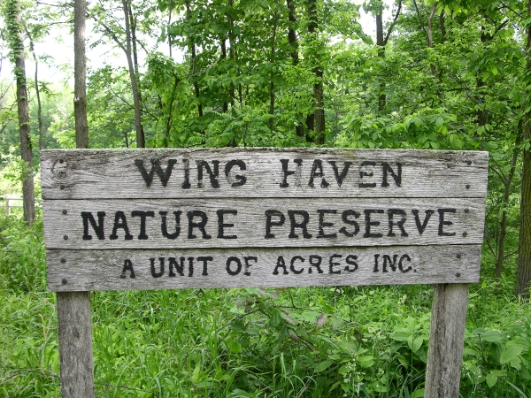 Wing Haven Nature Preserve sign