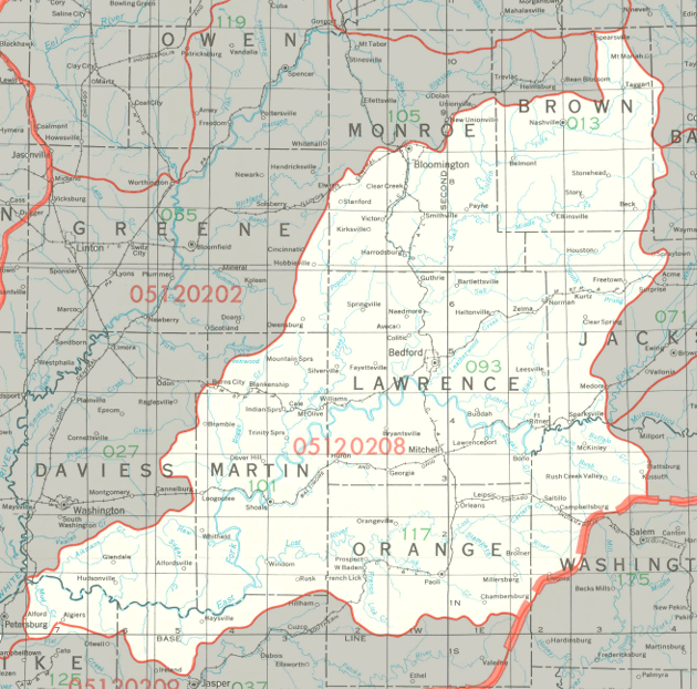 Lower East Fork White River Watershed map