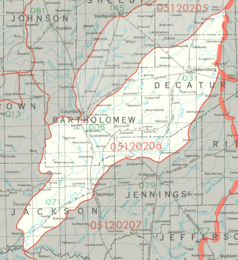 Upper East Fork White Watershed map