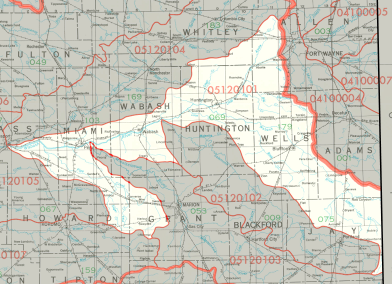 Upper Wabash Watershed map
