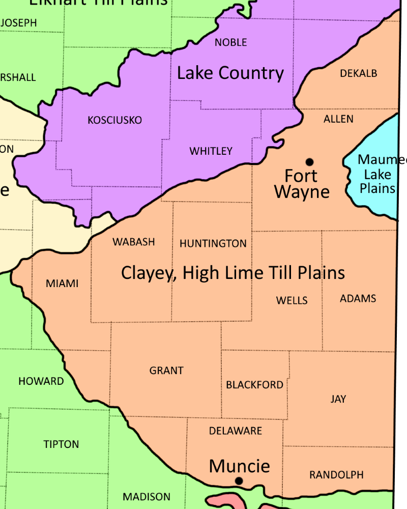 Clayey, High Lime Till Plains Ecoregion Map