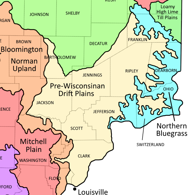 Pre-Wisconsinan Drift Plains Ecoregion Map