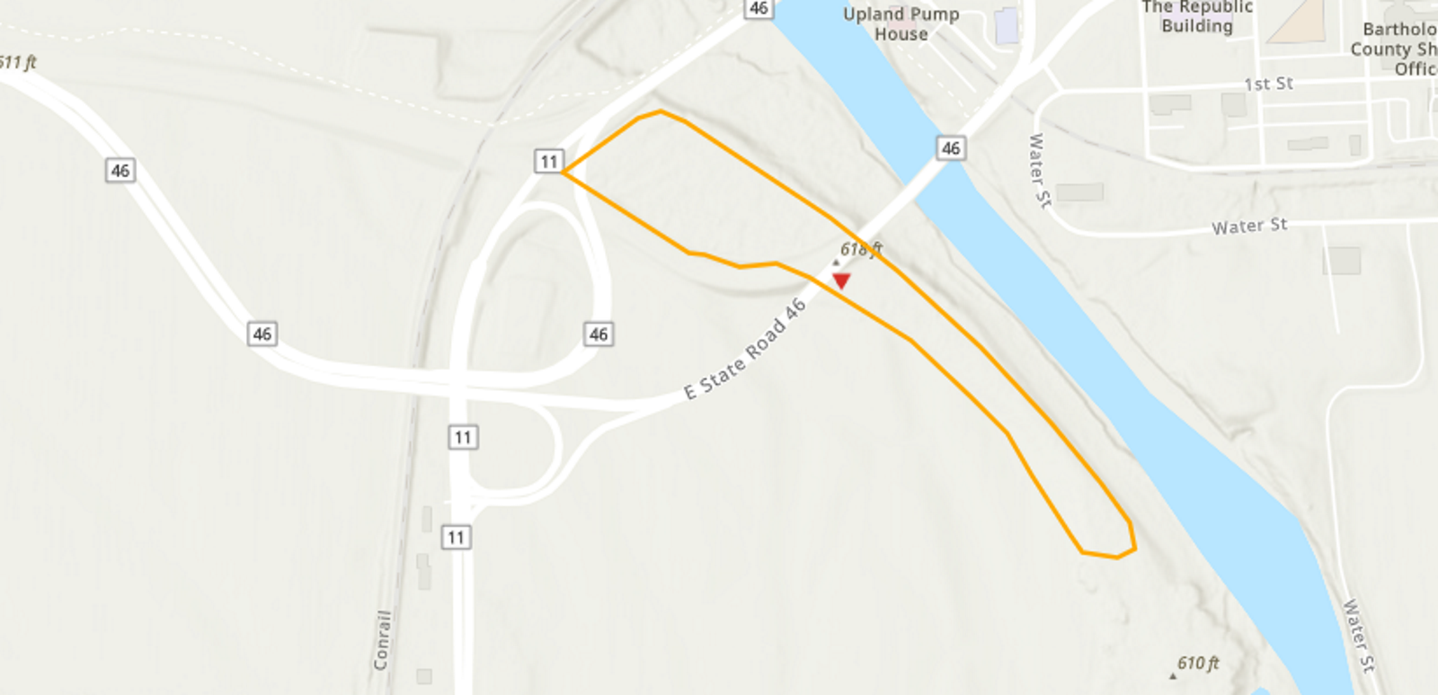 map showing the boundary of the Columbus Old Municipal Landfill #1 Superfund project area in relation to the surrounding area.>
<p class=